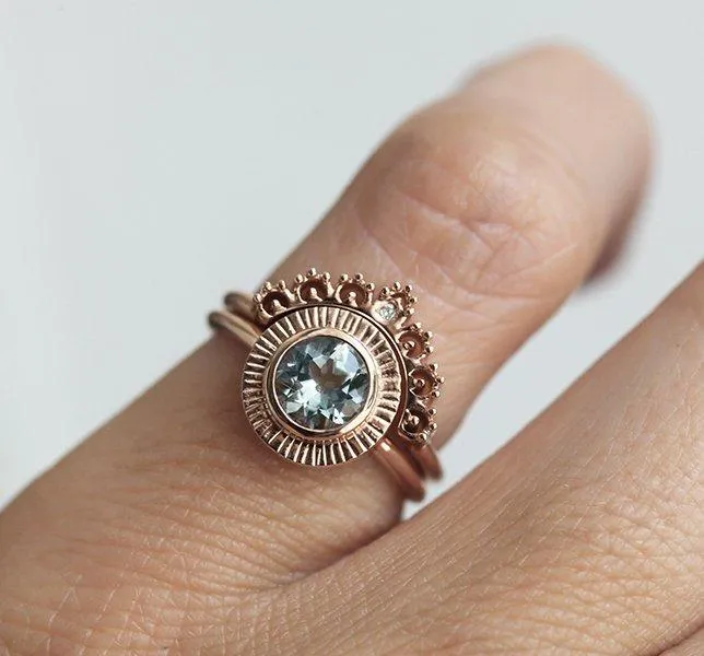Aquamarine Ring, Diamond Ring view 6