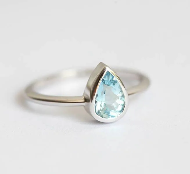 Aquamarine Ring, Solitaire Aquamarine Ring view 2
