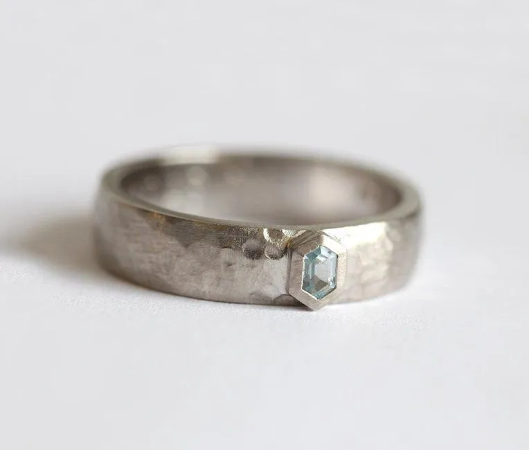 Aquamarine Ring, Wedding Band view 2