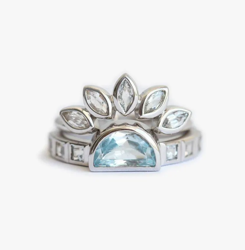 Aquamarine Ring, Wedding Ring Set view 3