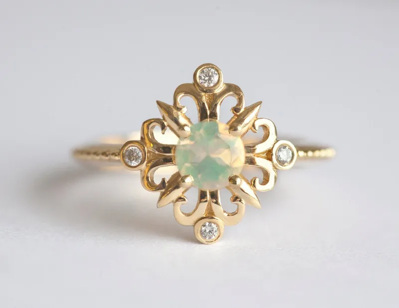 Ariadne Opal Ring round cut engagement ring