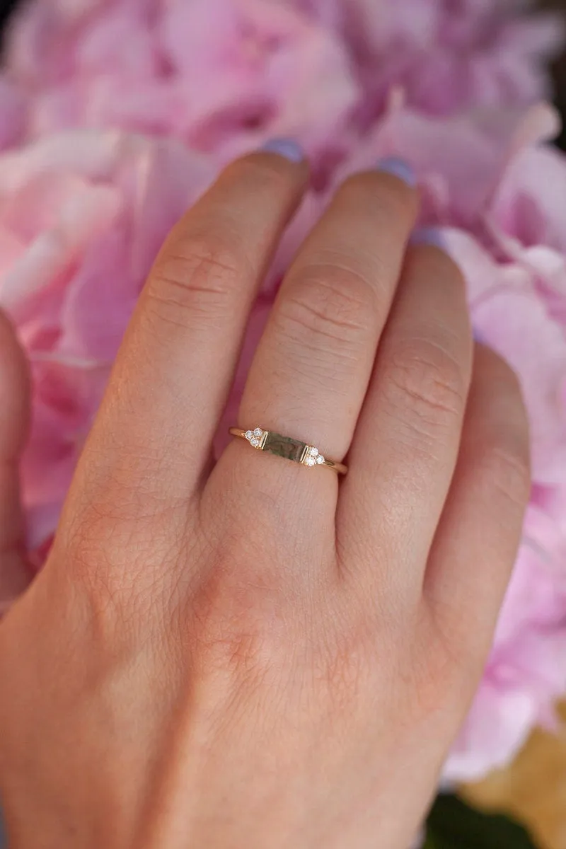 Ariana Baguette Moss Agate Ring Set view 8