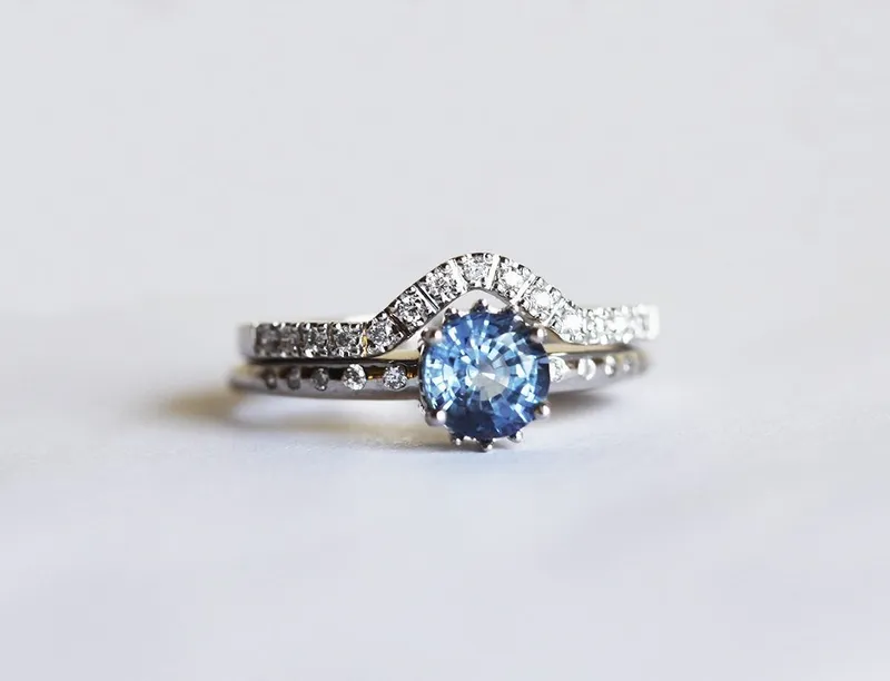 Ariel Blue Sapphire Diamond Ring vy 2