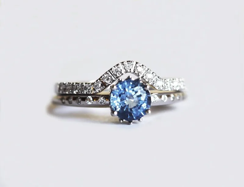 Ariel Blue Sapphire Diamond Ring blue sapphire round cut engagement ring