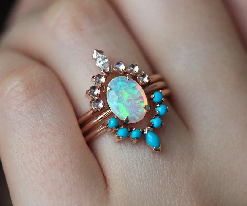 Ariela Opal Engagement Ring Set view 5