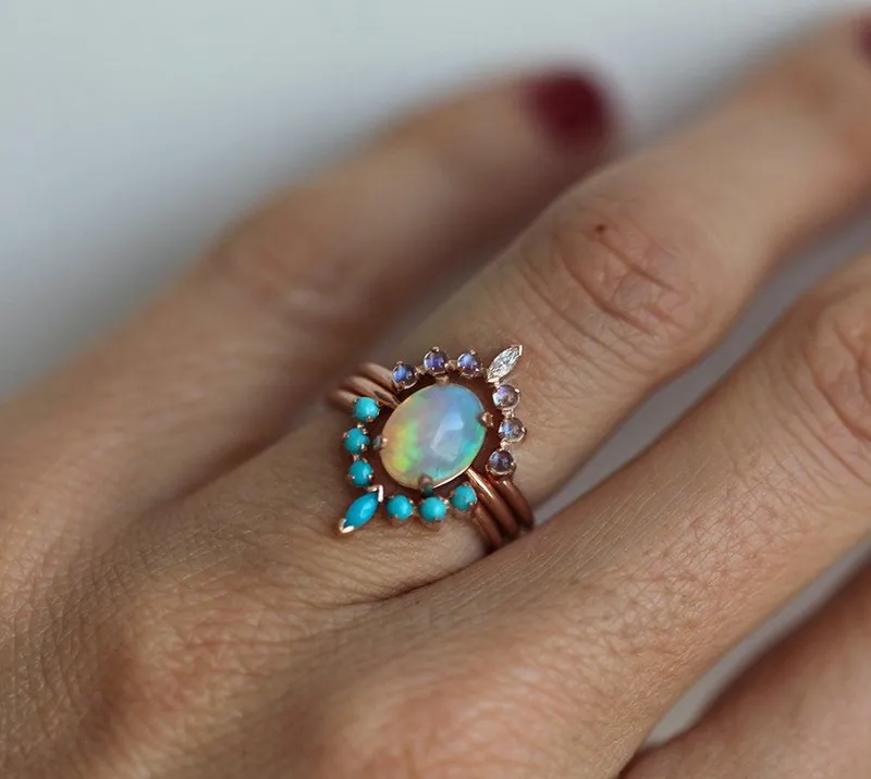 Ariela Opal Engagement Ring Set view 8