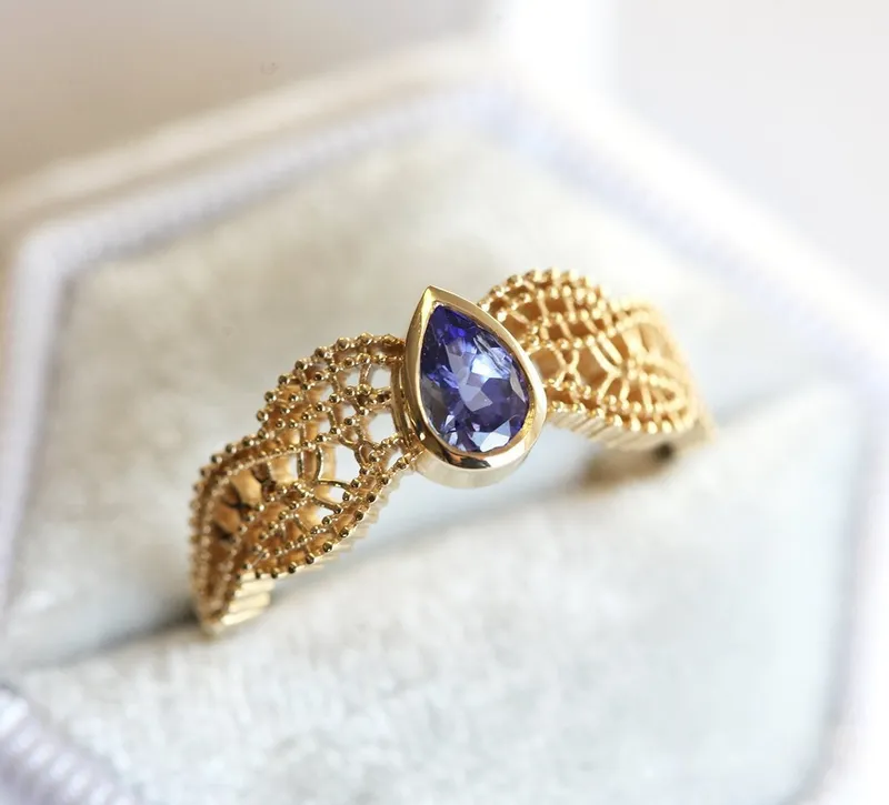 ARLETH PEAR TANZANITE RING view 2