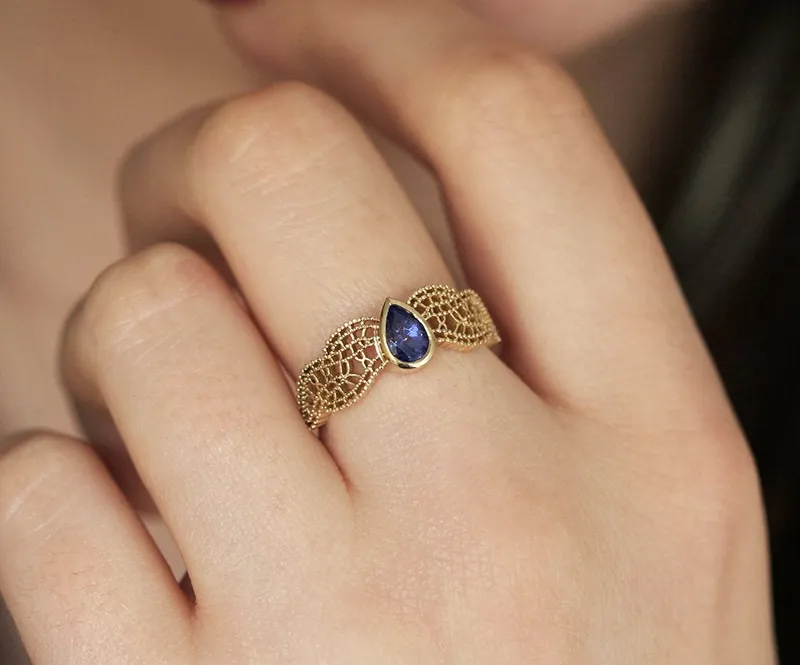 ARLETH PEAR TANZANITE RING view 3