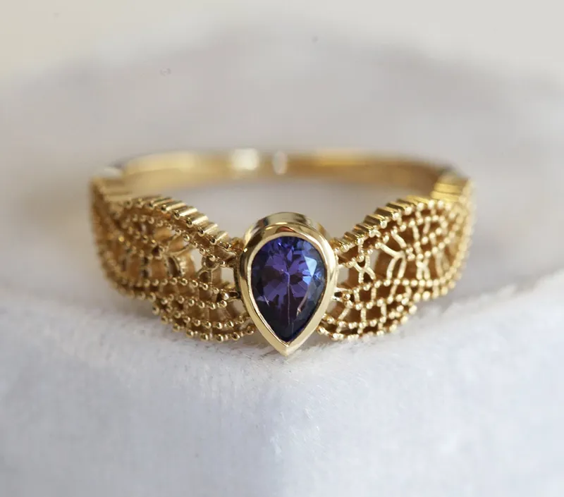 ARLETH PEAR TANZANITE RING view 4