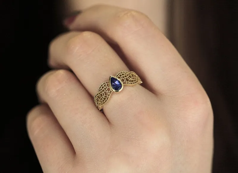 ARLETH PEAR TANZANITE RING view 5