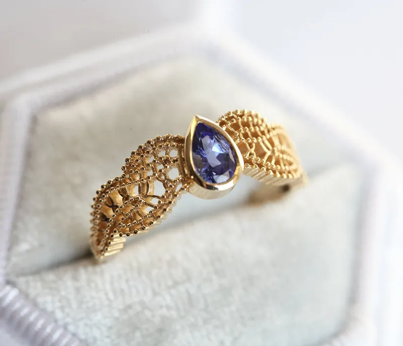 ARLETH PEAR TANZANITE RING view 6