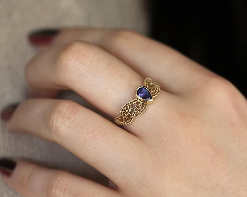 ARLETH PEAR TANZANITE RING view 7