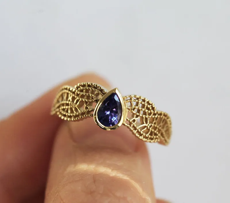 ARLETH PEAR TANZANITE RING view 9