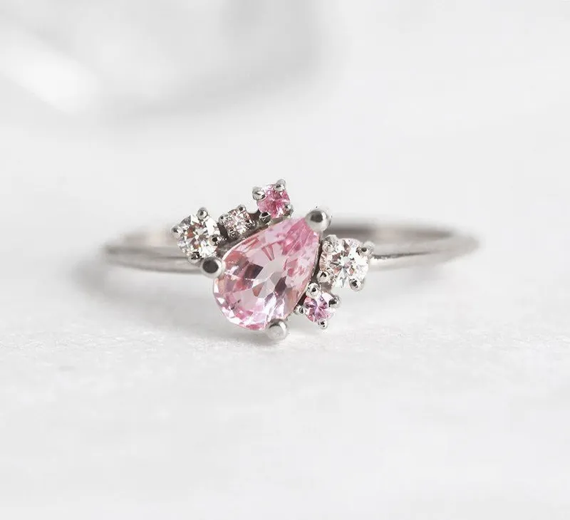 Armani Peach Sapphire Diamond Cluster Ring view 8