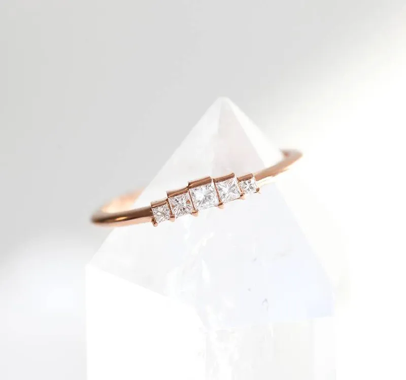 Art Deco Diamond Ring & Matching Curved Band vy 5