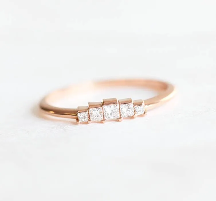 Art Deco Diamond Ring & Matching Curved Band vy 8