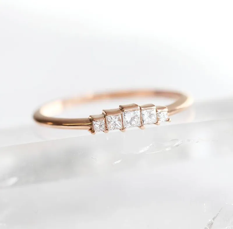 Art Deco Diamond Ring & Matching Curved Band vy 9