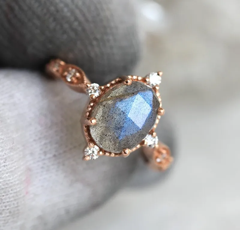 ARYA VINTAGE INSPIRED LABRADORITE RING vy 3