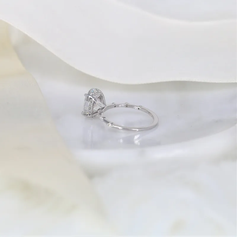 3ct Asher 10x8mm 14kt Gold Moissanite Diamond Unique Hidden Halo Oval Solitaire Ring view 5