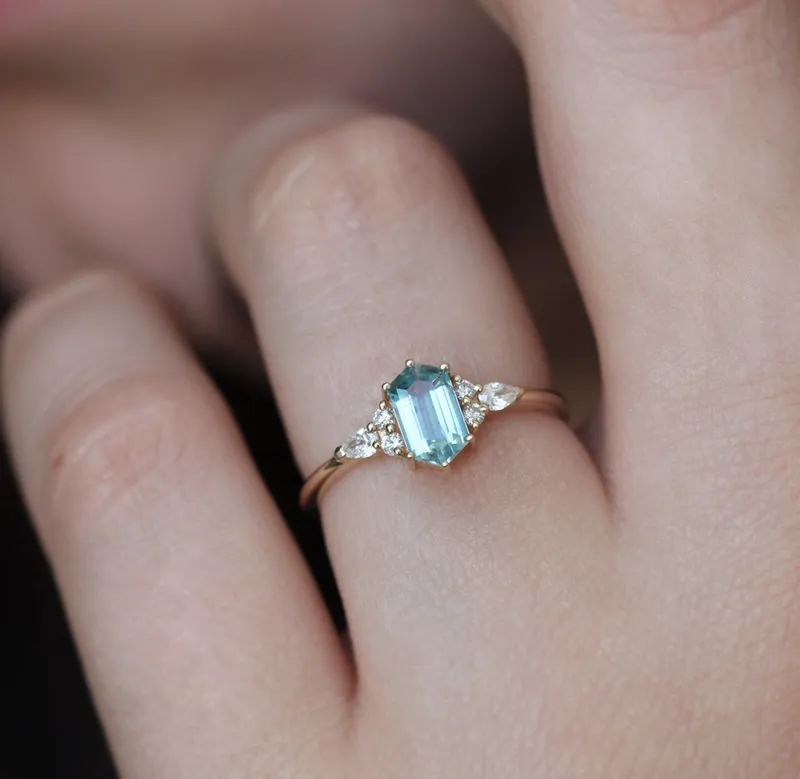 ASHLEY HEXAGON SALT & PEPPER DIAMOND RING view 10