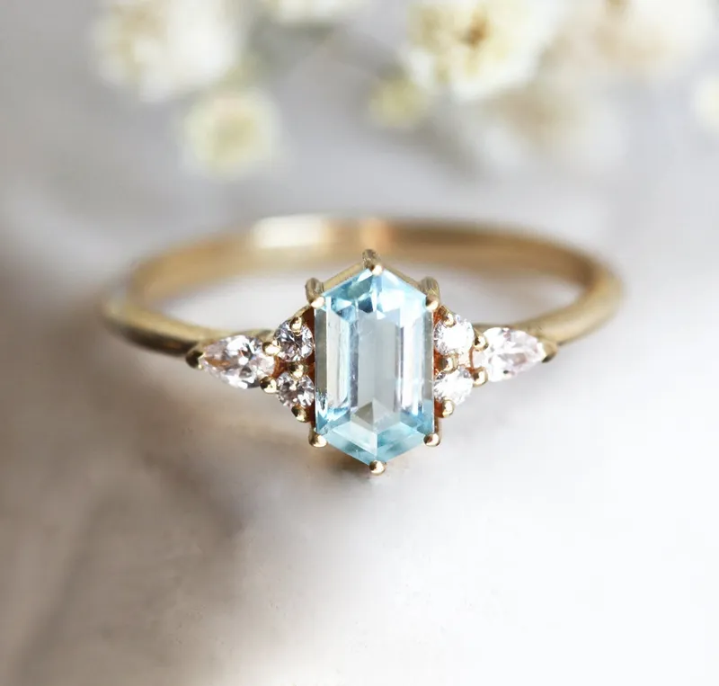 ASHLEY HEXAGON SALT & PEPPER DIAMOND RING view 6