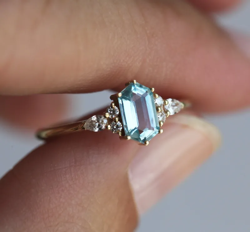 ASHLEY HEXAGON SALT & PEPPER DIAMOND RING view 7