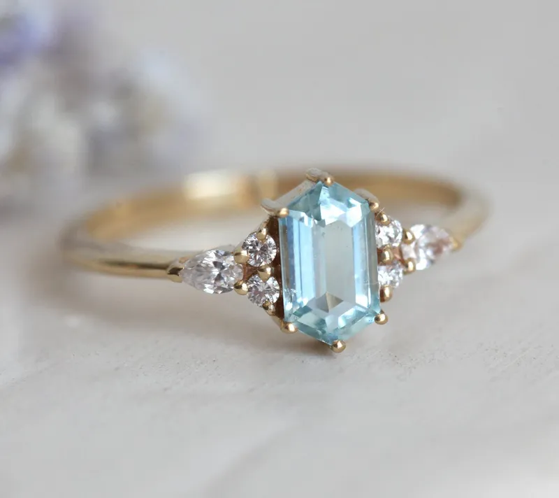 ASHLEY HEXAGON SALT & PEPPER DIAMOND RING view 8