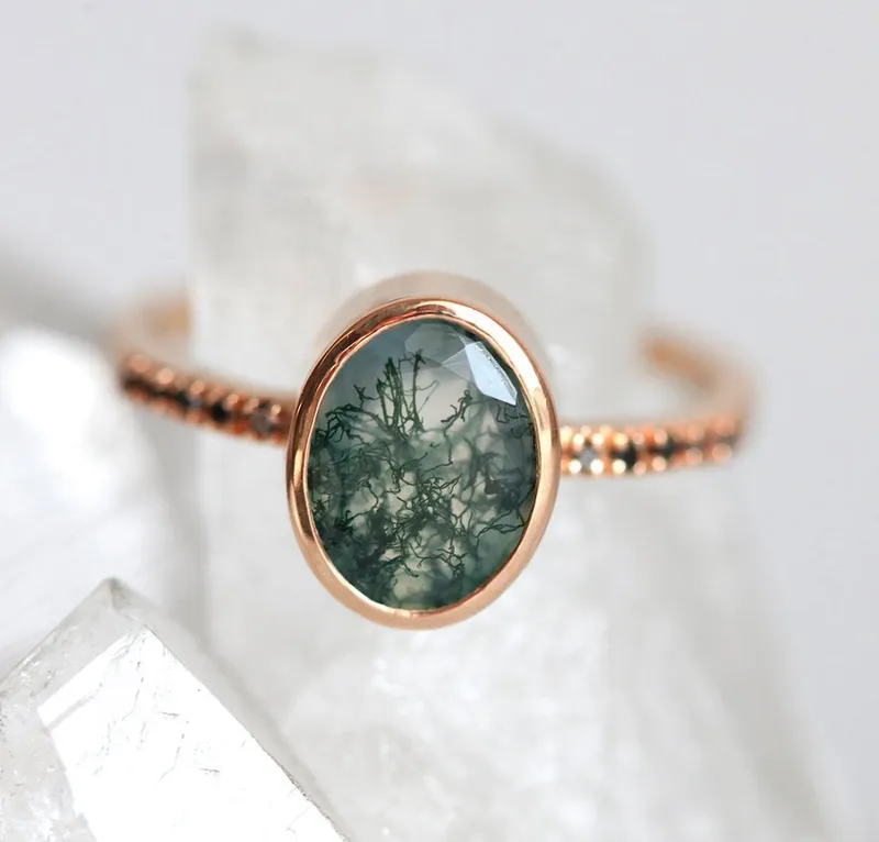 Aspen Oval Moss Agate Ring view 10