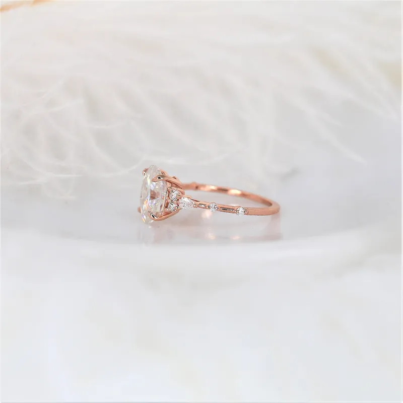 2.50ct Aspen 10x7mm 14kt Rose Gold Moissanite Diamond Minimalist Oval Cluster Ring view 4