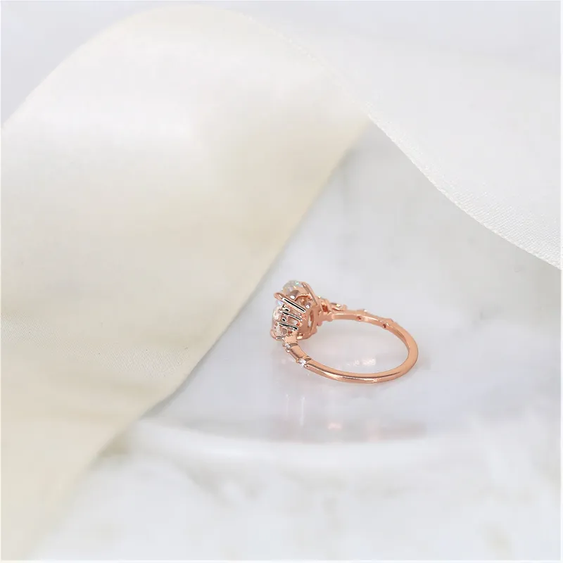 2.50ct Aspen 10x7mm 14kt Rose Gold Moissanite Diamond Minimalist Oval Cluster Ring view 3