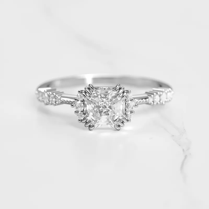ASSCHER CLUSTER DIAMOND RING view 3