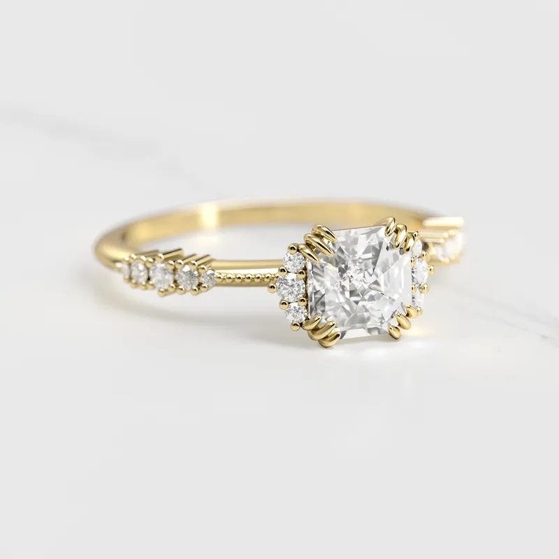 ASSCHER CLUSTER DIAMOND RING view 4