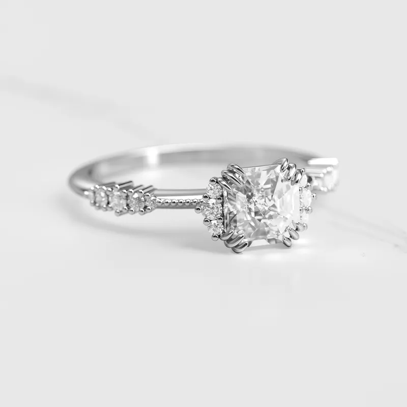 ASSCHER CLUSTER DIAMOND RING view 5