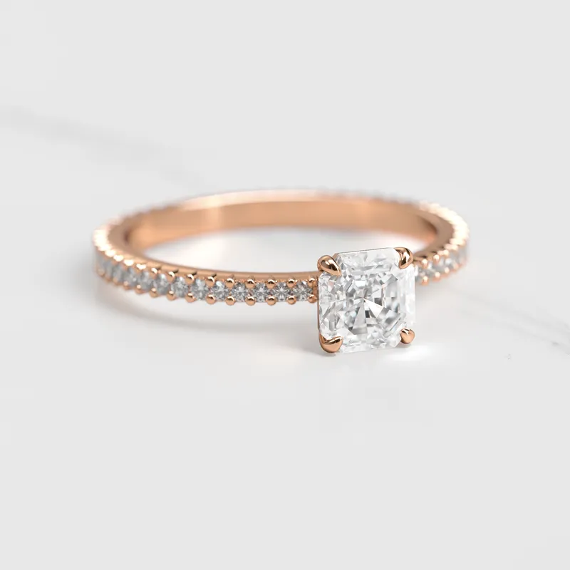 Asscher Full Pave Tapered Diamond Ring vy 2