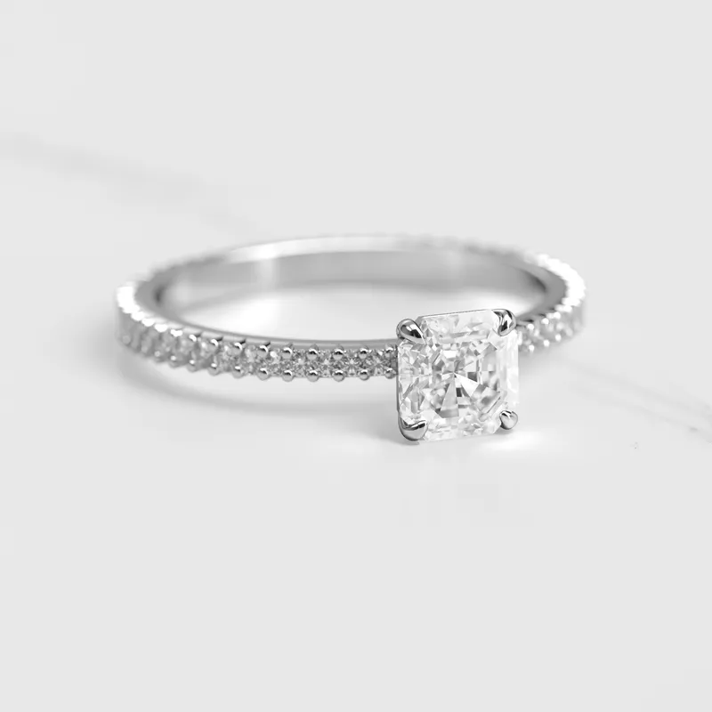Asscher Full Pave Tapered Diamond Ring vy 3