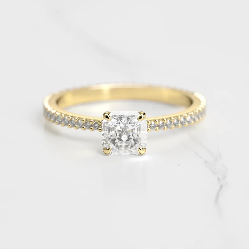 Asscher Full Pave Tapered Diamond Ring vy 4