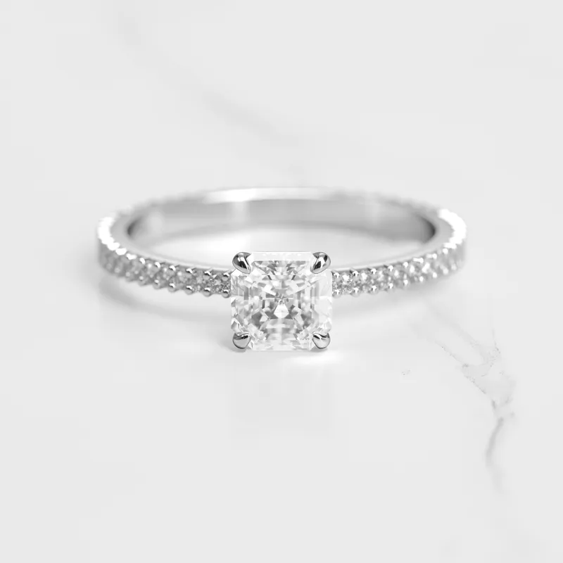 Asscher Full Pave Tapered Diamond Ring vy 6
