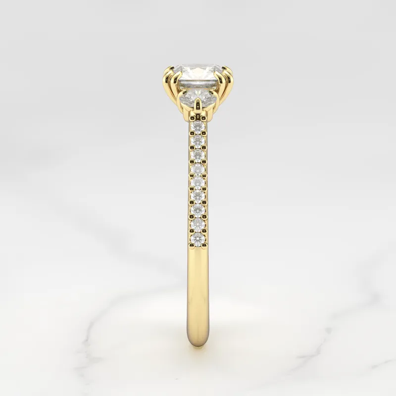 ASSCHER HALF PAVE DIAMOND RING WITH ACCENT STONES vy 10