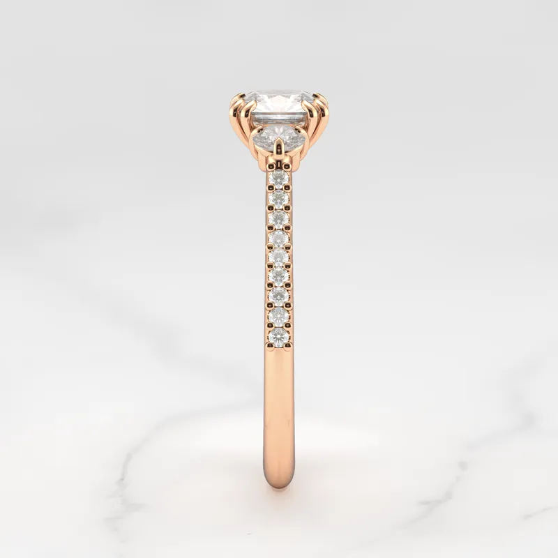 ASSCHER HALF PAVE DIAMOND RING WITH ACCENT STONES vy 12