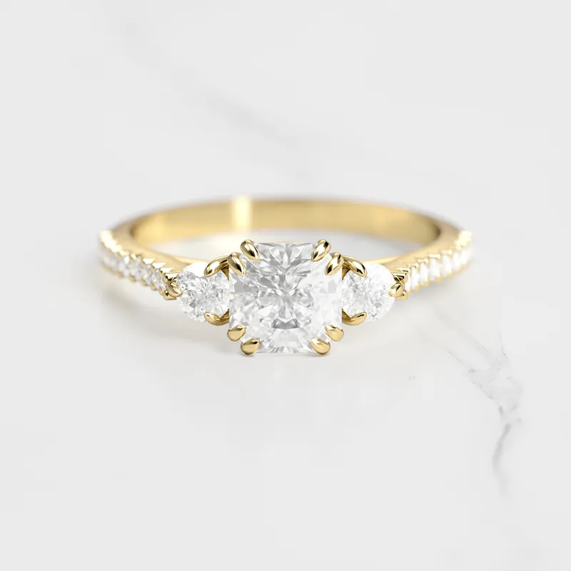ASSCHER HALF PAVE DIAMOND RING WITH ACCENT STONES vy 4