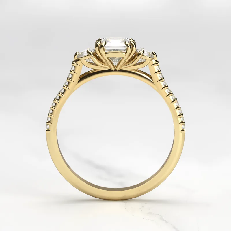 ASSCHER HALF PAVE DIAMOND RING WITH ACCENT STONES vy 7