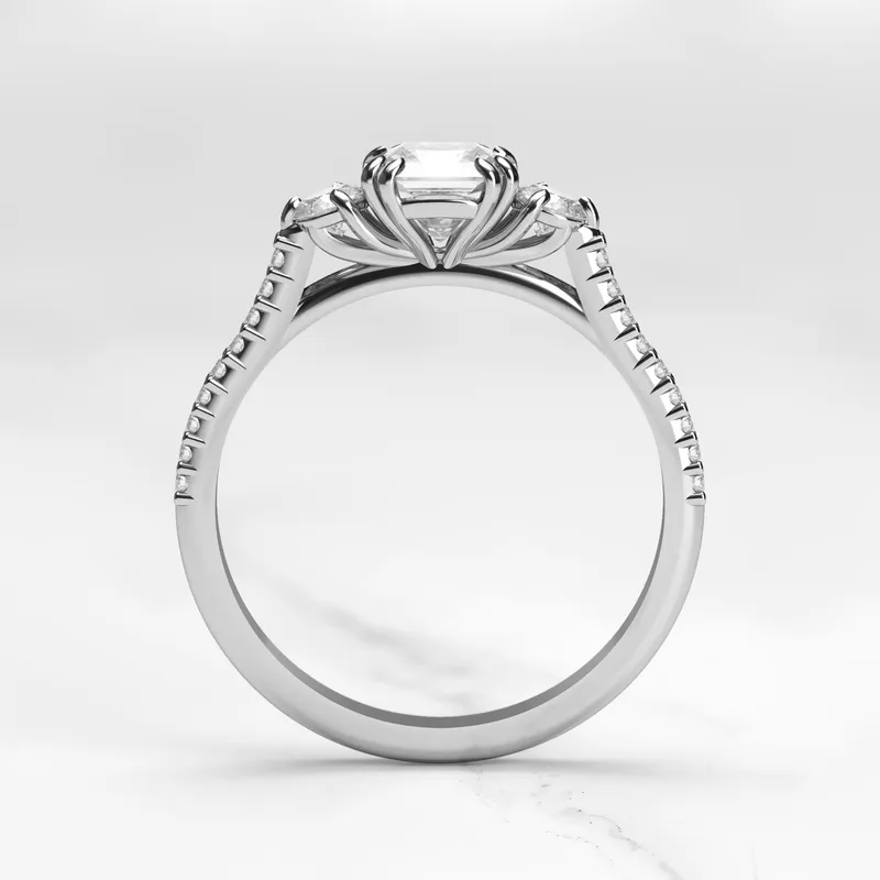 ASSCHER HALF PAVE DIAMOND RING WITH ACCENT STONES vy 8
