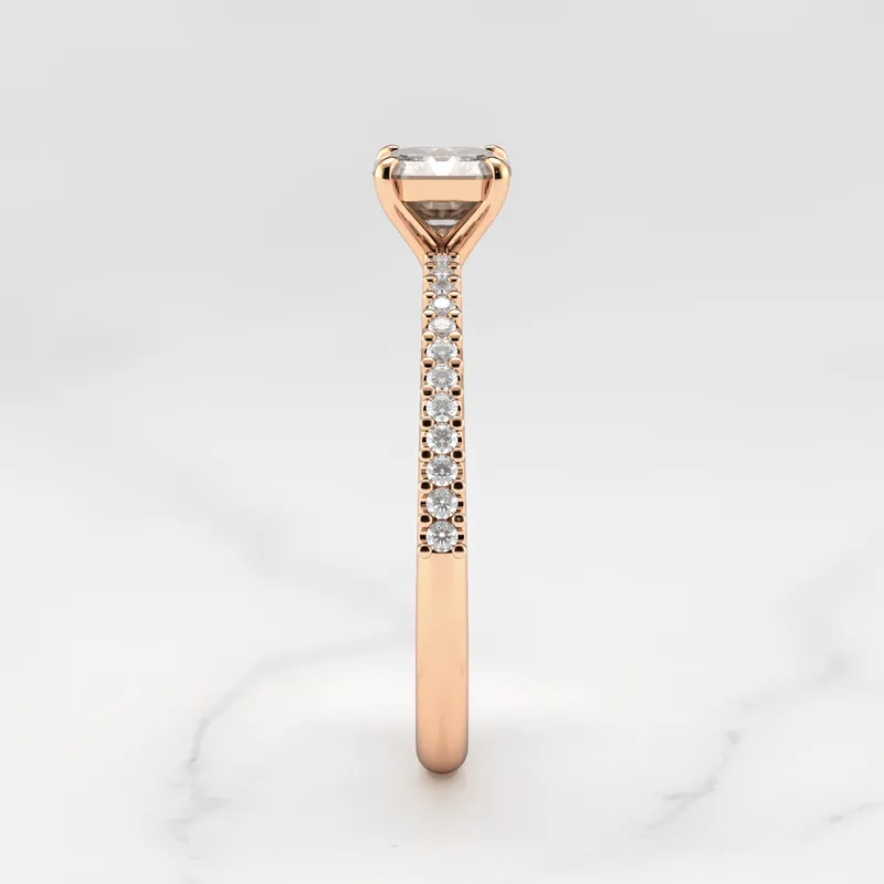 Asscher Half Pave Tapered Diamond Ring vy 11