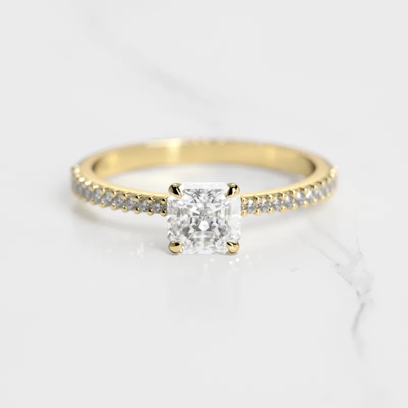 Asscher Half Pave Tapered Diamond Ring vy 4