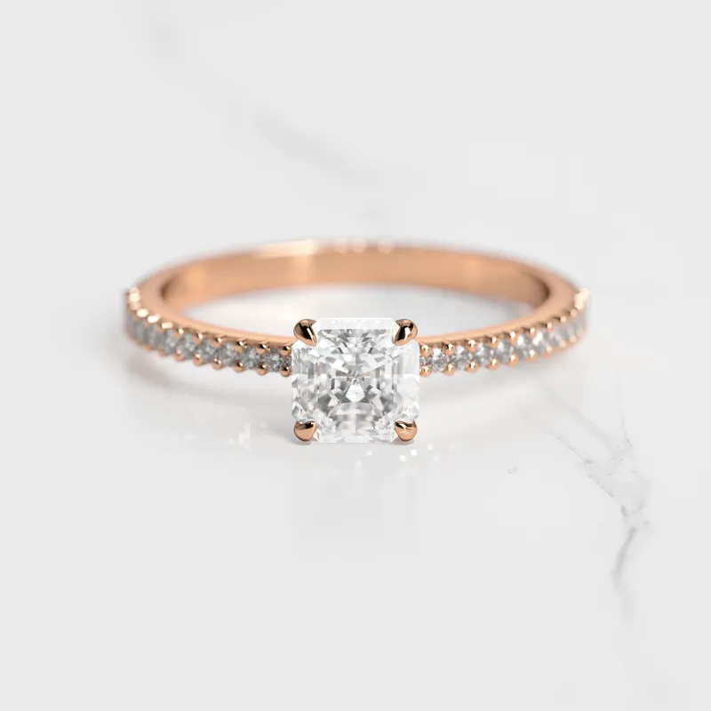 Asscher Half Pave Tapered Diamond Ring vy 5