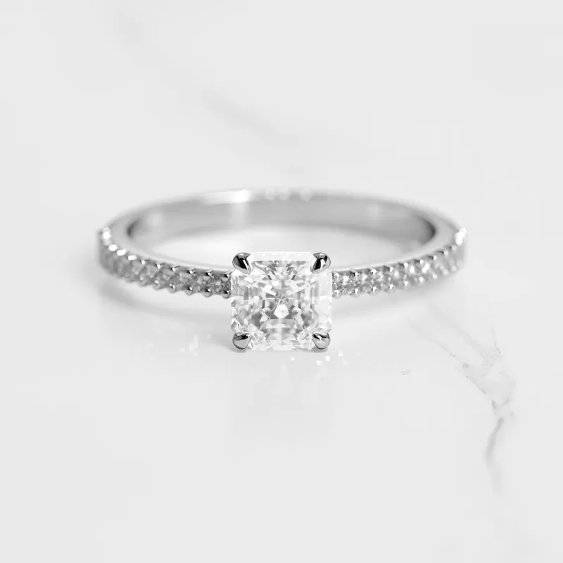 Asscher Half Pave Tapered Diamond Ring vy 6