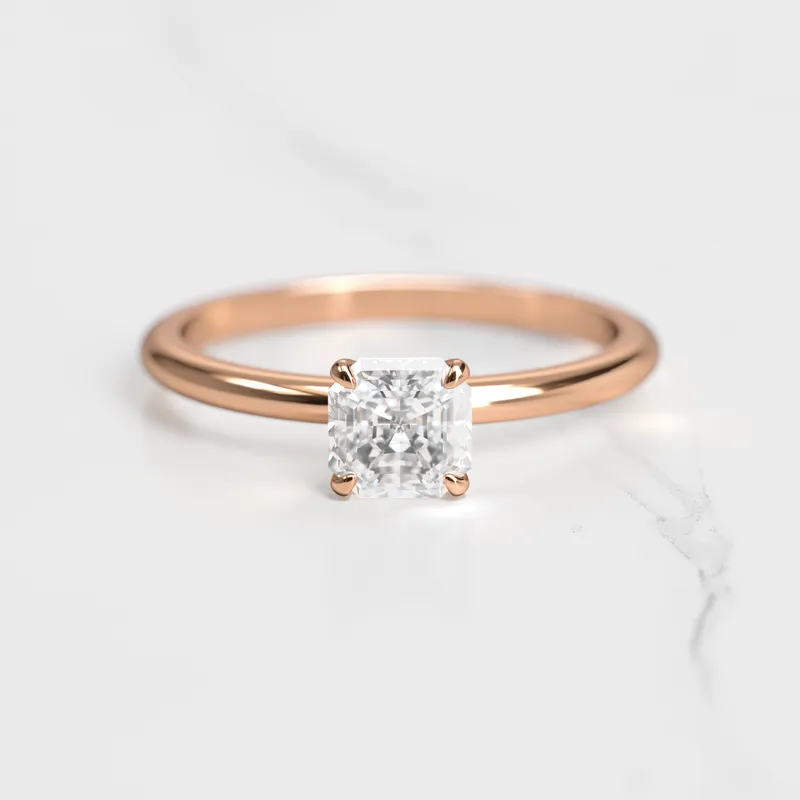 Asscher Solitaire Diamond Ring vy 2