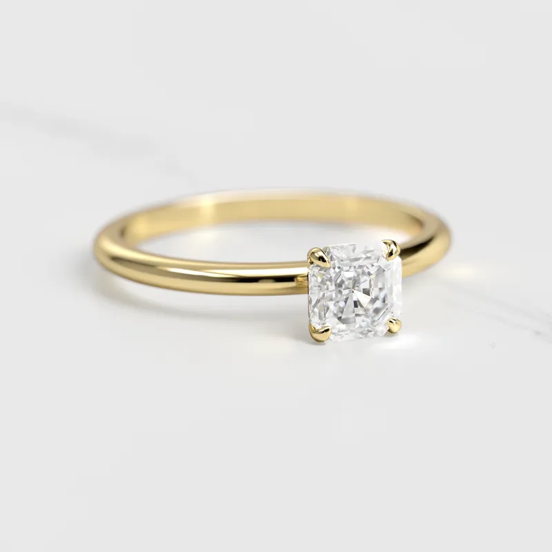 Asscher Solitaire Diamond Ring vy 4