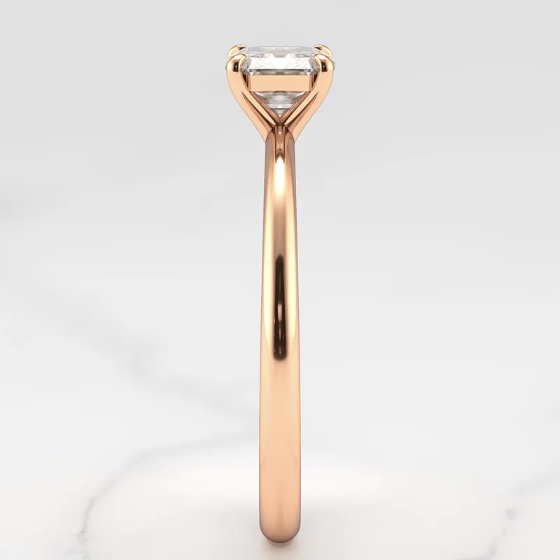 Asscher Tapered Solitaire Diamond Ring view 11