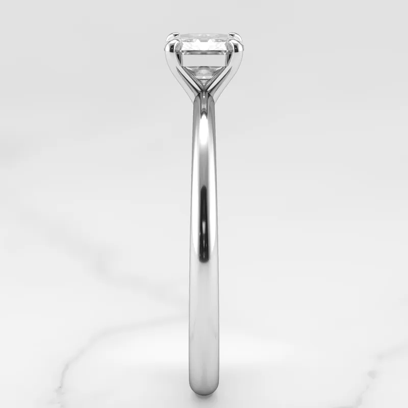 Asscher Tapered Solitaire Diamond Ring view 12